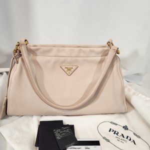 Prada Cipria Craquele Leather Hand/shoulder bag purse